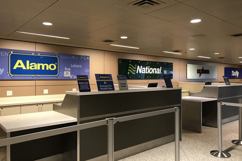 Alamo rent a car airport counter and national 2 Dallas Love Field airport DAL scaled 1170x878 1
