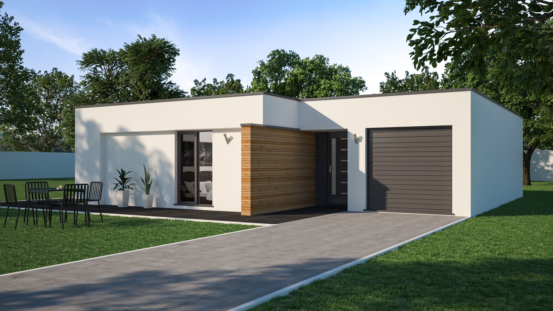 Buy a regular roof garage. Plain Pied| Maison de style Contemporain - Maisons de l'Avenir